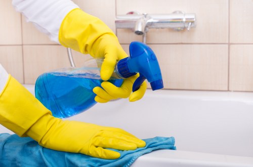 Detailed bathroom cleaning in a Fulham area property before move-in
